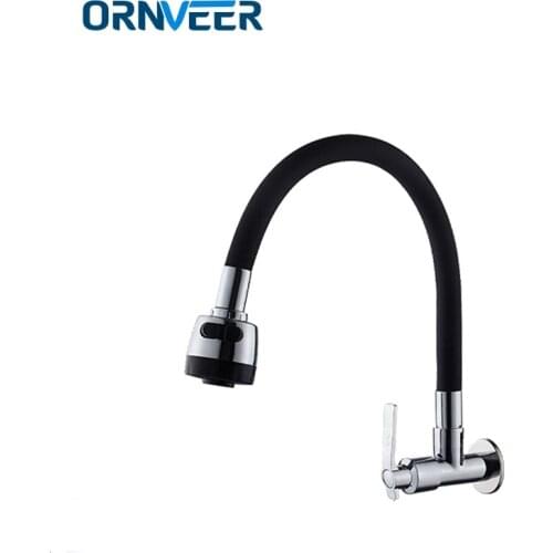 1Pcs Single Cold Kitchen Basin Water Faucet Wall Mounted Flexible Hose Bathroom Basin Faucets KF2002