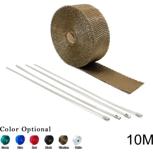 10M Thermal + 4 pcs Ties Wrap Exhaust Insulating Warp Header Warp Exhaust Pipe Warp Max stand 500 Celsius