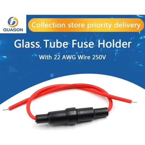 10PCS 5*20MM Glass Tube Fuse Holder Screw Type Quick Blow 5X20MM Fuse with 22 AWG Wire 250V