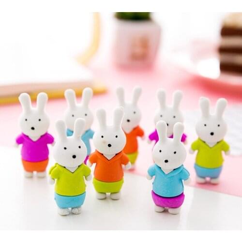 20 pcs Cute cartoon animal series rabbit eraser Student prize stationery Korean version eraser