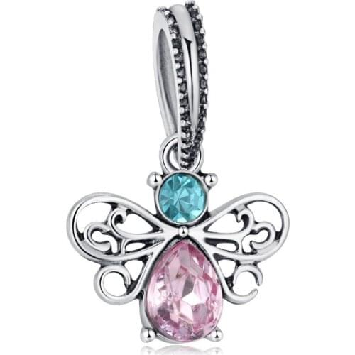 5PCS New Fashion Distinctive Crystal Butterfly Hollow Insect Charm Fit DIY Original Chain Bracelet Necklace Jewelry Accessories