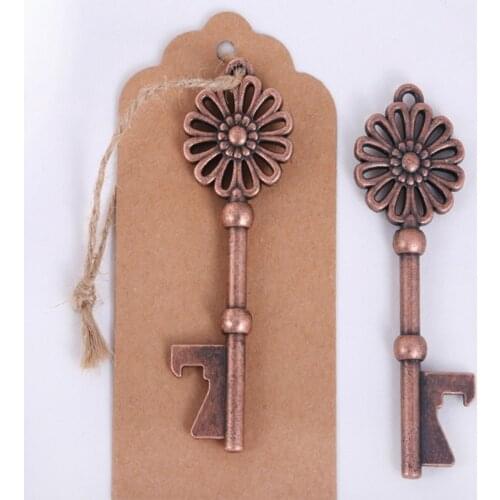 50pcs/lot Flower style keyring keychain beer bottle opener paper card opener For wedding Favors Party gifts