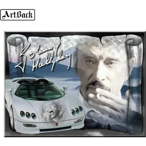 5d full square & round diamond painting JOHNNY HALLYDAY sports car pattern diy 3d diamond mosaic french singer sticker 60x80cm