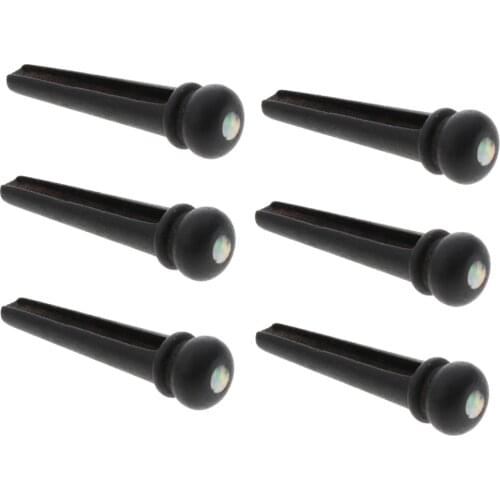 6pcs Ebony Black shell Dots Black Bridge Pins Pegs for Acoustic Guitar Parts