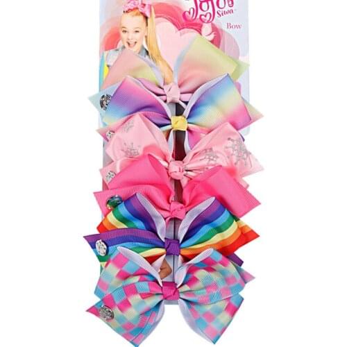 6pcs/set- Children Favorite Lovely Big Bow Hairpin With Different Colors Of One Set Girls Cute And Fashionable Hair Accessories