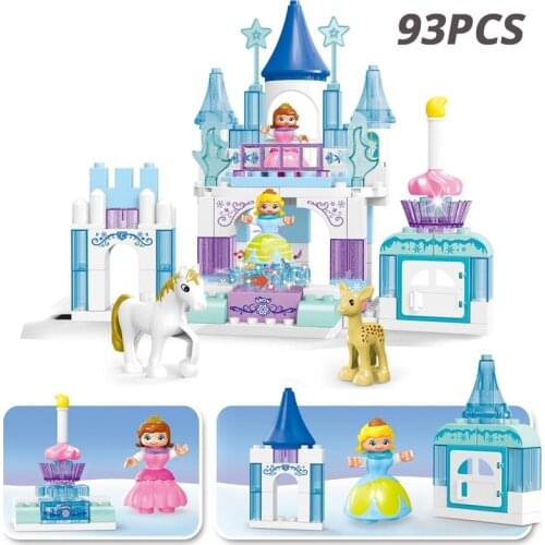 62pcs girl Snow Girl Castle Building Block Princess House Diy Brick Set Educational Kids Toys Compatible With big Size Block