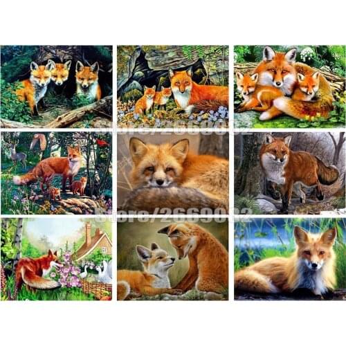 Animal Diamond Painting Cross Stitch Embroidery Fox Full Drill Square Rhinestone Fall Decorations For Home Gift TT1569