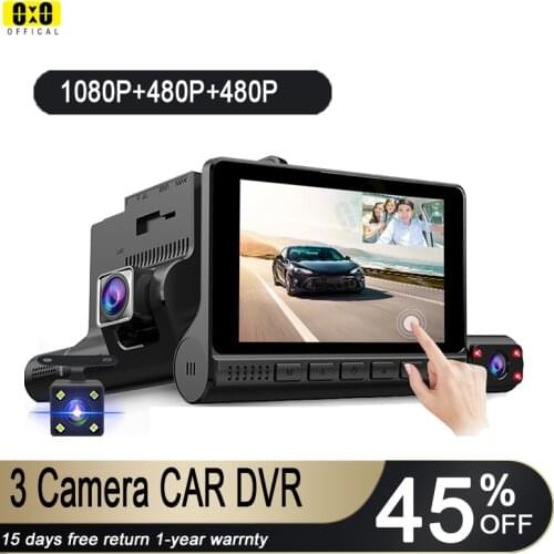Car DVR 3 Cameras Lens 4.0 Inch Dash Camera Dual Lens With Rearview Camera Video Recorder Auto Registrator Dvrs Dash Cam