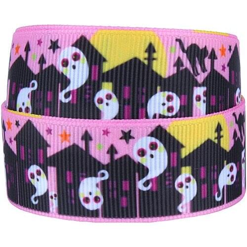 White ghost halloween grosgrain ribbon for holiday decoration
