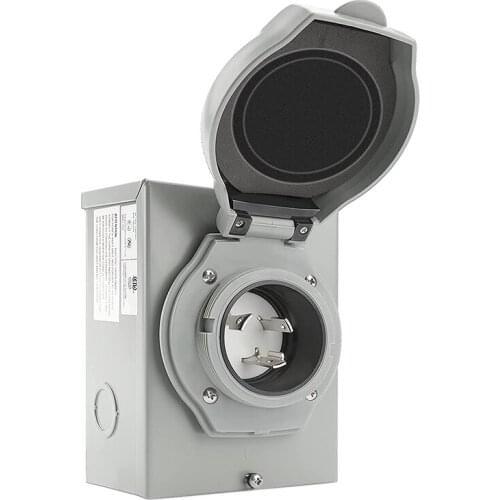 30 AMP Generator Power Inlet Box, NEMA 3R Power Inlet Box, Fit For NEMA L5-30P 3 Prong Generator Cord, 125 Volt, 3750 W