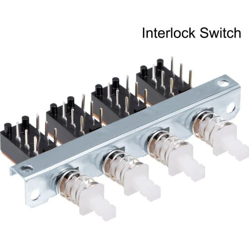 Uxcell Interlock Push Button Switch Piano Type DPDT 6 Pin 4 Row