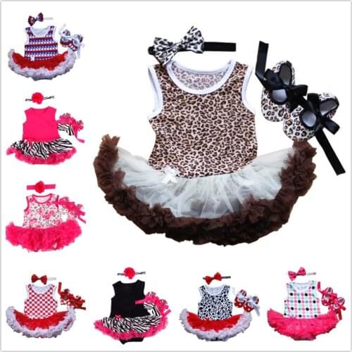 Leopard Newborn Clothes Cute Baby Bodysuit Tutu Dress First Walker Hairband 3-Pieces Clothing Set Girls Ball Gown Jumpsuit Shoe