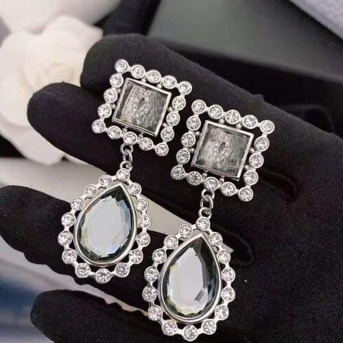 Pure 925 Sterling Silver Jewelry For Women Water Drop Crystal Earrings Cute Earrings Silver Jewelry