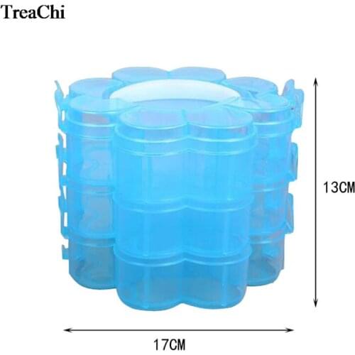 Plum Blossom Three-layer Transparent Portable Storage Box Plastic Storage Box Jewelry Tools Finishing Box
