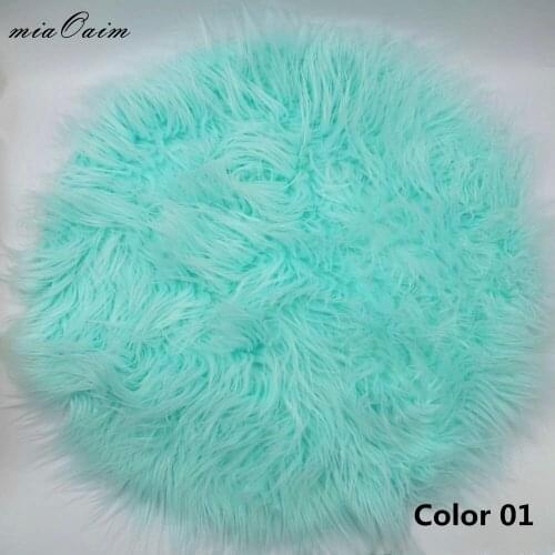 Diameter=56cm Round Faux Fur Blanket Basket Stuffer Filler For Newborn Baby Photography Props Studio Photo Backdrops Background