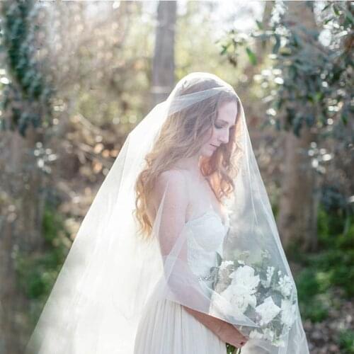 1.5M 3M 2M Veil Elegant White Ivory Cathedral Wedding Veil One Layer Simple Tulle Bridal Veils Short Weeding Accessoire Mariage