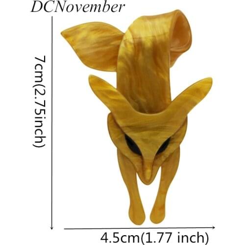 Foxy Vintage 3 Colors Fox Brooches Women Acrylic Flame Fox Brooch Pin Environmental Acetate Fiber Brooch Pins Jewelry