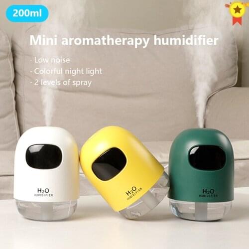 200ML Mini Ultrasonic Air Humidifier Romantic Light USB Essential Oil Diffuser Car Purifier Aroma Anion Mist Maker With LED Lamp