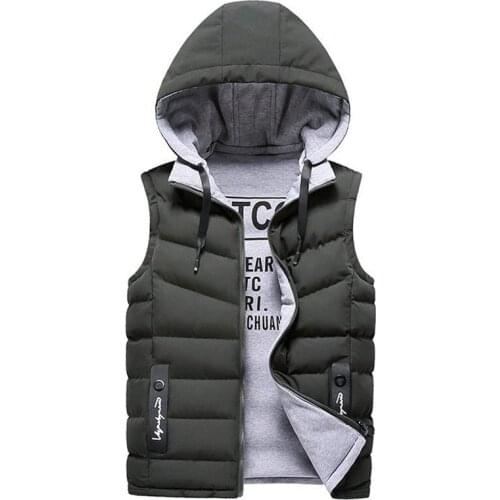 Mens Winter Vest Down Vest Men Casual Waistcoat Sleeveless Jackets Men Hooded Vest Worn on Both Sides Hat Detachable New Top 4XL