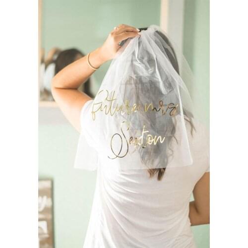 Custom Future Mrs Two Layer Bridal Veil With Comb Wedding Accessory Personalized Bridal Shower Gifts Short Simple Marriage Veil