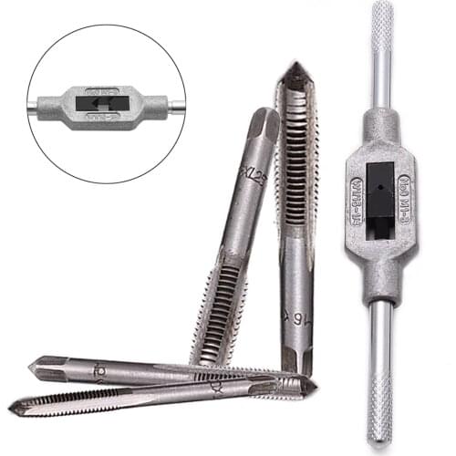 5Pcs Metal Screw Tap Holder Thread Metric Plug Taps Set M3-M8 with Tap Wrench for Metal Processing Wrench Tapping Reamer Tools