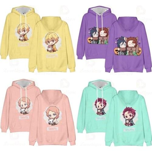 2020 New Anime Demon Slayer 3D Print Hooded Hoodies for Adult Kids Hooded Long-sleeved Boys and Girls Streetwear Tops