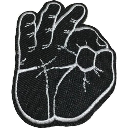 New Arrival Black OK Gesture Patches for Clothes Jackets Backpacks DIY Embroideried Appliques Iron on Patch for Hats 10pcs/lot