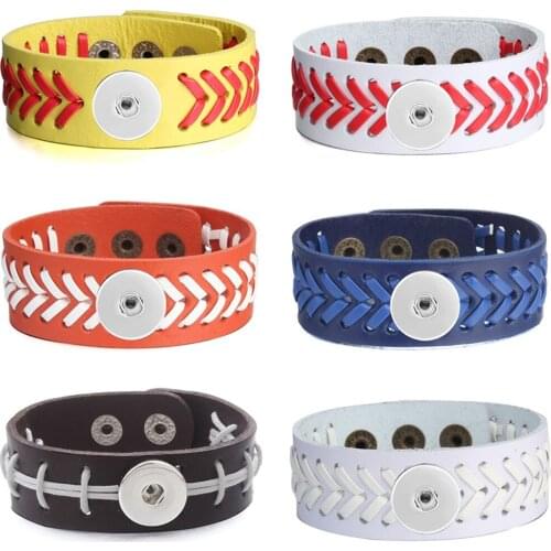 New Snap Jewelry Adjustable Braided Leather Snap Bracelets Fit DIY 18MM Snap Buttons Bracelet For Women Gift