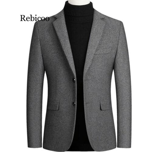 New Men Wool Blazer Business Casual Slim Fit Blazers Party/Wedding Men Dress Suits Woolen Jackets Blazers terno masculino