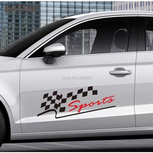 New Styling Chequered Sports Car Creative Accessory Auto Decal Cartoon Car Sticker Car Bumper Body Decal Creative Pattern Vinyl