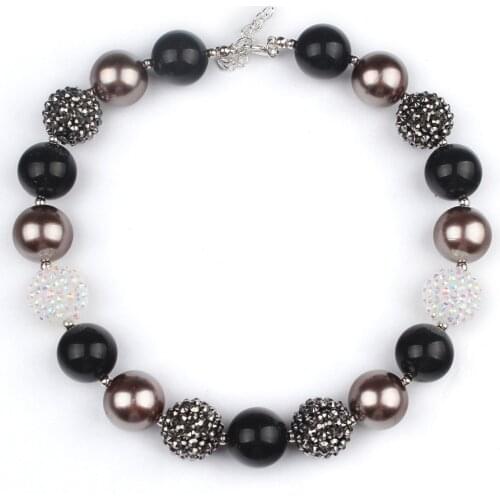 NEW Kids Girl Chunky Necklace Girls 20mm Brown Beads Strand Bubblegum Necklace Baby Child Birthday New Year Festival Presents