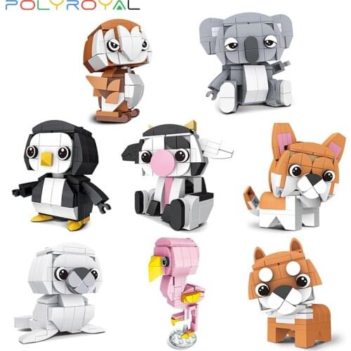Animals Figure Building Blocks Penguin Cow Owl Koala Flamingos Corgi Sea lions Shiba inu girl toys for childrens kids party gift