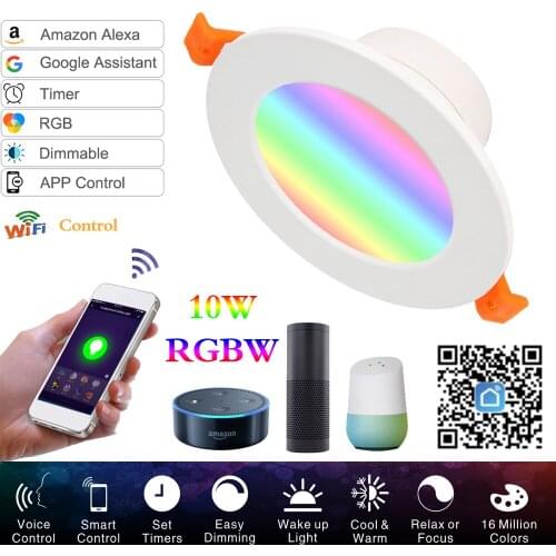 RGB 10W WiFi Smart Light Led Downlight Led Ceiling Led Lamp Wake-Up Share Function Compatible with Alexa and Google Assistant