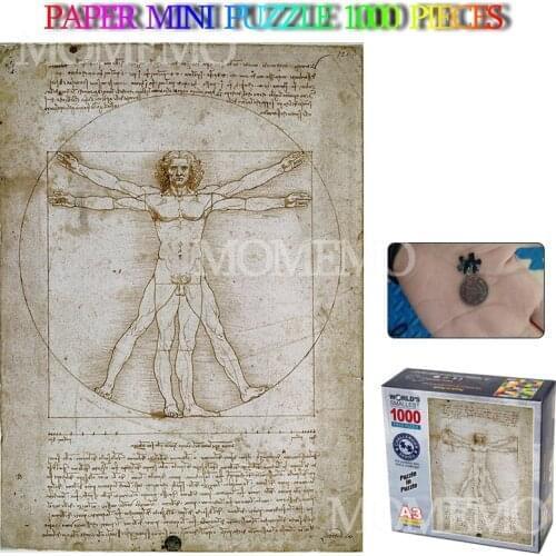 Vitruvian Man Paper A3 Mini Puzzle Vinci Old Master Jigsaw Puzzle for Adults World Famous Oil Painting Puzzles Teens Kids Gifts