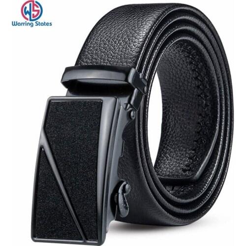 Warring States Famous Brand Belt Top Quality Leather Belts for Men, Business Casual Automatic Metal Buckle Mens Belt 120cm