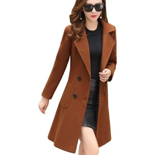 Long Sleeve Winter Wool Coat Women Europe Style Blends Large Size Casaco Feminino Ladies Autumn New Slim Woolen Elegant Jacket