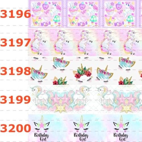 10yards - different sizes -Cartoon Unicorn pattern printed Grosgrain ribbon -Cartoon animal /unicorn printed ribbon