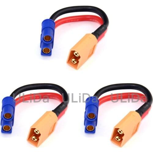 3 Pcs XT60 Male To Female EC3 Charger / Adapter Lead Car Boat Lipo Battery Plane For RC