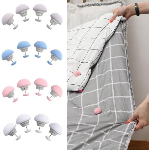 4pcs Non-Slip Mushroom Quilt Holder Bed Sheets Clips Slip-Resistant Garment Blanket Holder One Key to Unlock Mattress Clip