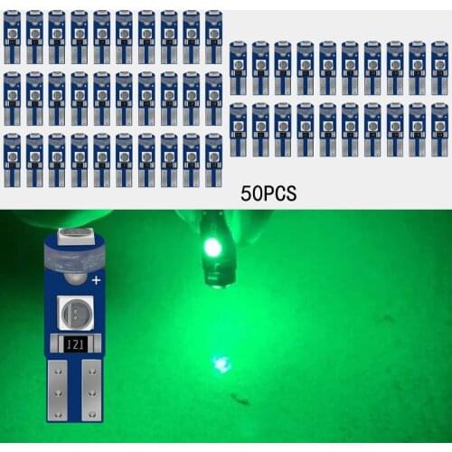 50Pcs/Lot Car LED Bulbs Super Bright Green T5 3030 3SMD 12V Canbus Error Free Instrument Cluster Panel Dash Light,Plug and Play
