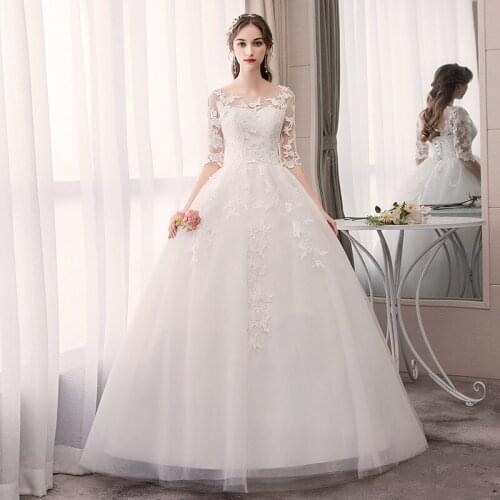 Ball Gown Lace Half Sleeve Embroidery Floral Summer White Long Dress Women Slim Waist Vestidos Sexy Party Dresses Evening