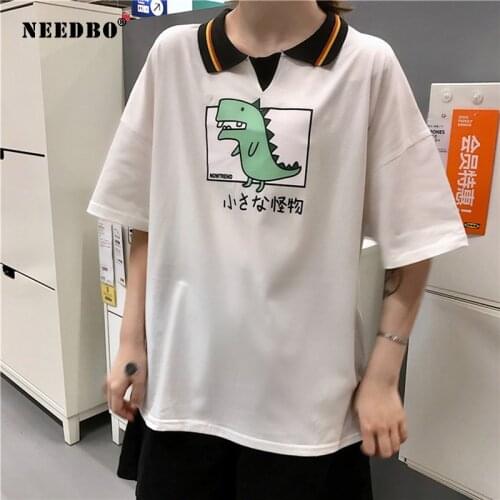 White Women Polo Shirt Tops Oversize Cartoon Short Sleeves Casual Polos Mujer Shirts Plus Size Female Polo Shirt For Women