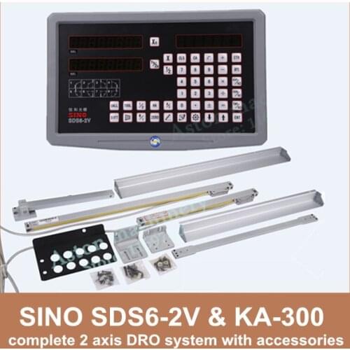 Free Shipping 2 axis Dro Digital Readout Sino SDS6-2V And KA-300 Linear Scale Complete 2 Axis DRO Kit For Mill Or Lathe Machine