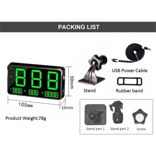 GPS Speedometer C80 Speed Odometer Mileage HUD Display Digital Speed Alarm MPH KM/h Ltitude Display For Day & Night Driving