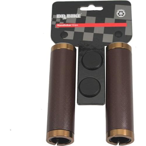HILAND Lock On Grips ,Retro Soft PU Leather Bicycle Handlebar Cover,Handlebar Grips for MTB Mountain Folding City Bike