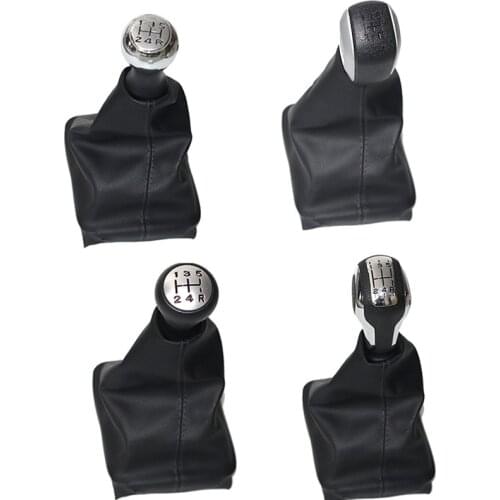 Chrome & Leather Car Shift Gear Knob Lever Gaitor Boot Cover For Peugeot 206 406