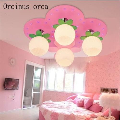 Creative cartoon LED ceiling lamp Girl Bedroom Princess bedroom children room light simple cute pink Apple ceiling lamp