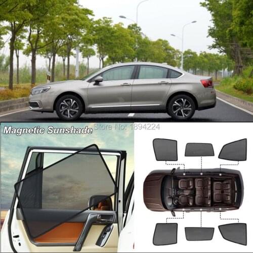 Car Full Side Windows Magnetic Sun Shade UV Protection Ray Blocking Mesh Visor For Citroen C5 2015