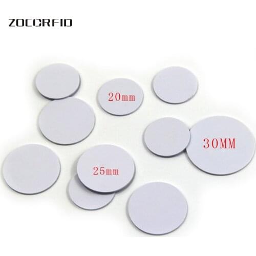 10pcs/lot 13.56MHZ/125KHZ RFID Coin tag 30/25/20mm diameter coil ultra thin slim NFC coin tag