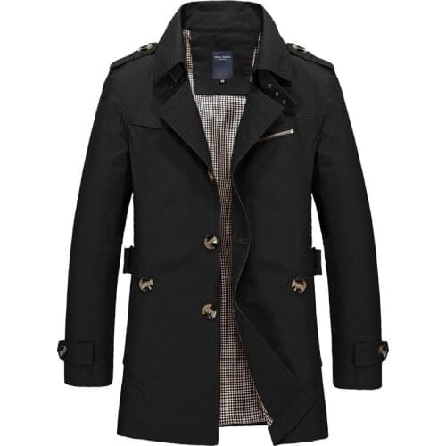 Fashion men long Trench jacket Spring autumn cotton Casual coat mens slim Windbreaker New Male outerwear Overcoat Brand clothing